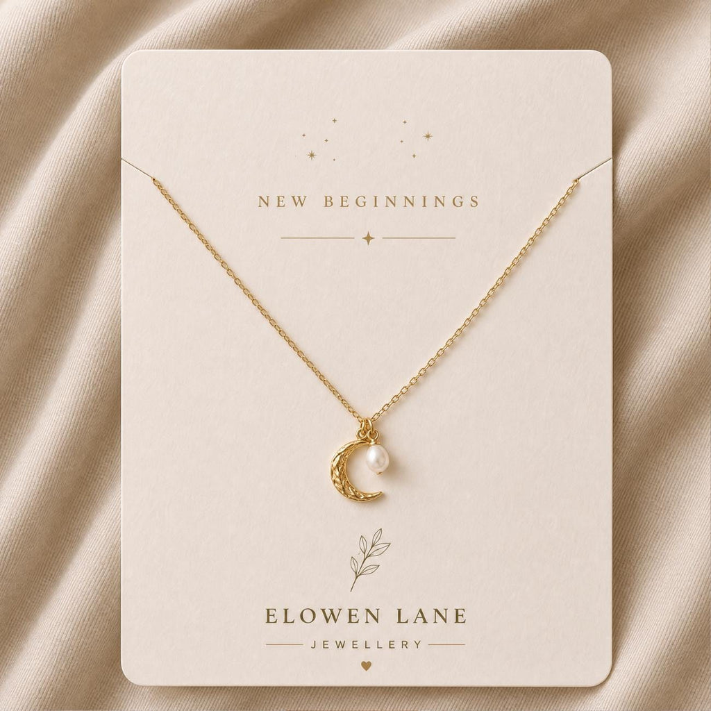 Crescent Moon Necklace, Moon Pearl Necklace, Celestial Necklace, Gold Moon Pendant, Birthday Gift for Her