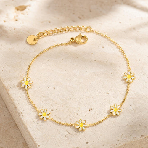 Dainty Daisy Bracelet, Flower Bracelet, Birthday Gift for Her, Waterproof Summer Jewellery