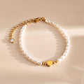 Pearl Heart Bracelet, Bridesmaid Bracelet, Flower Girl Jewellery, Dainty Pearl Bracelet, Gift for Her Birthday