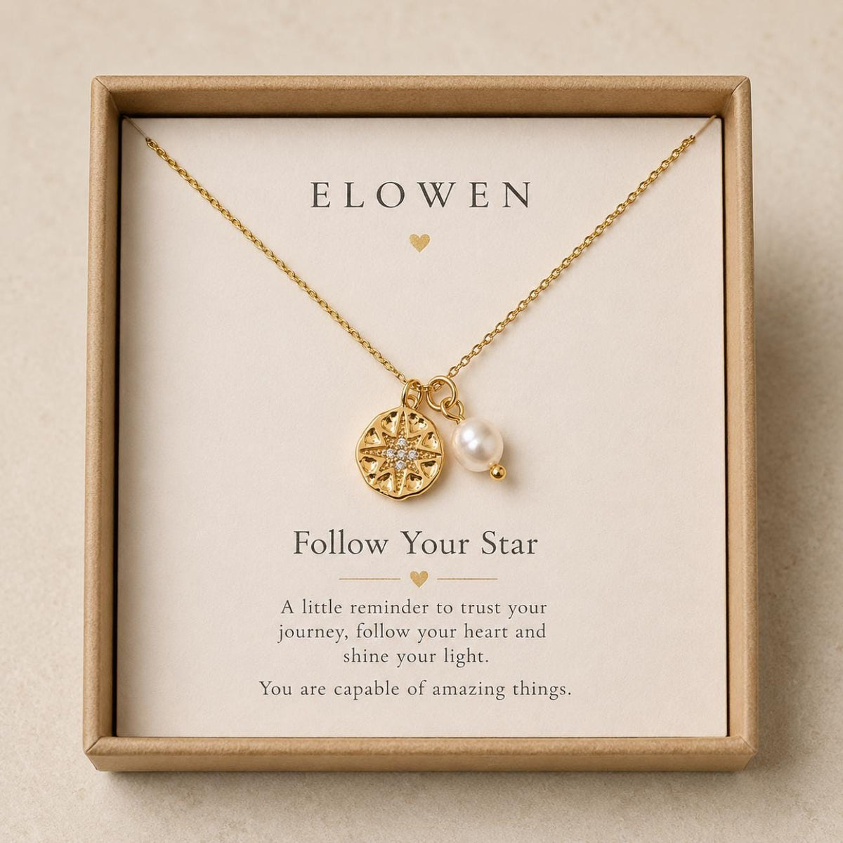 Guiding Star Necklace with Pearl, Celestial Gold Necklace, Meaningful Jewellery Gift for Her, Birthday Gift, New Beginnings Gift