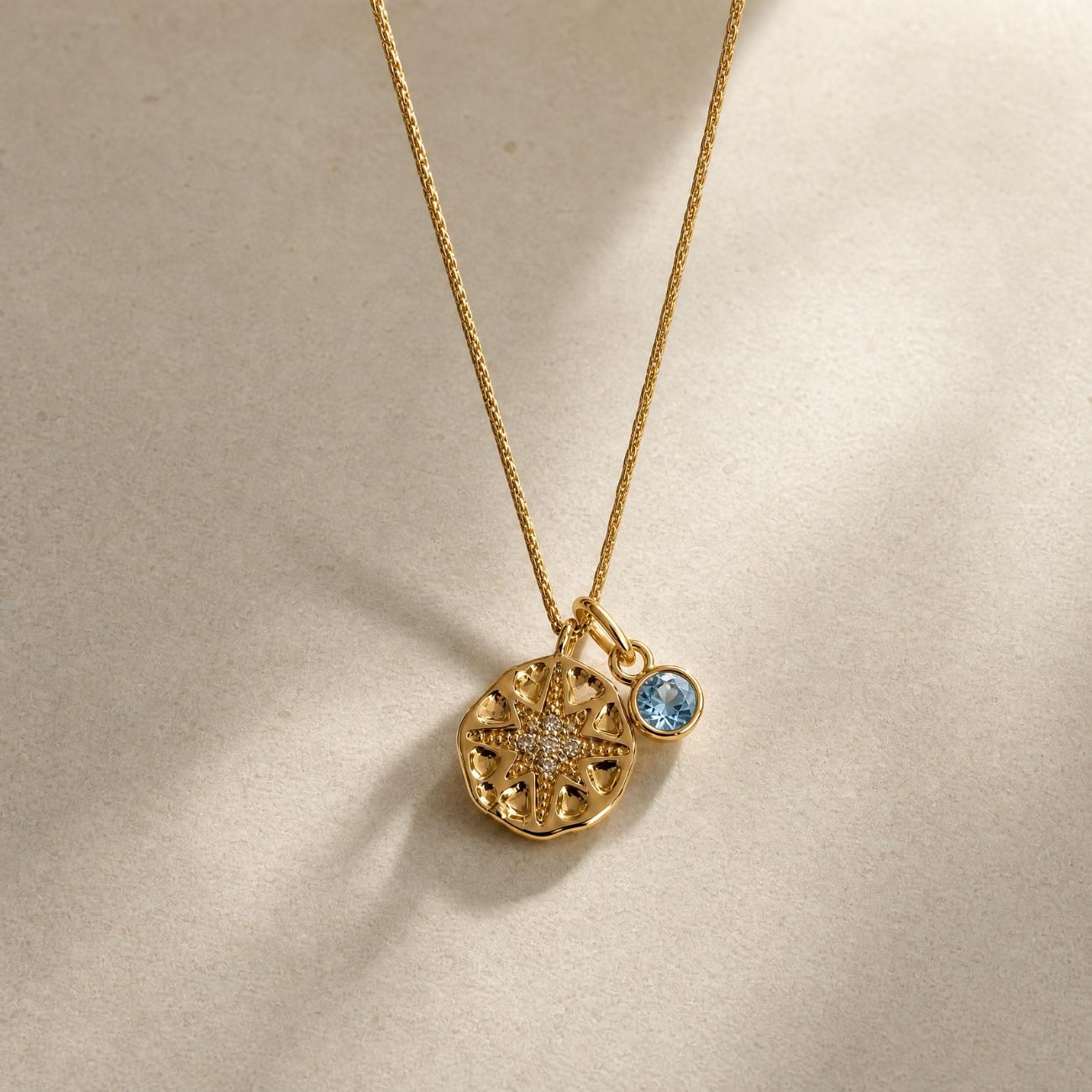 Personalised Birthstone Necklace with Guiding Star, Gold North Star Necklace, Custom Birth Month Jewellery, Birthday Gift for Her, Daughter
