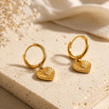 Gold Heart Huggie Earrings with CZ Centre - Waterproof Huggie Earrings