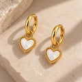 Pearlescent Heart Huggie Earrings - Tarnish Resistant - Jewellery Gift for Girlfriend