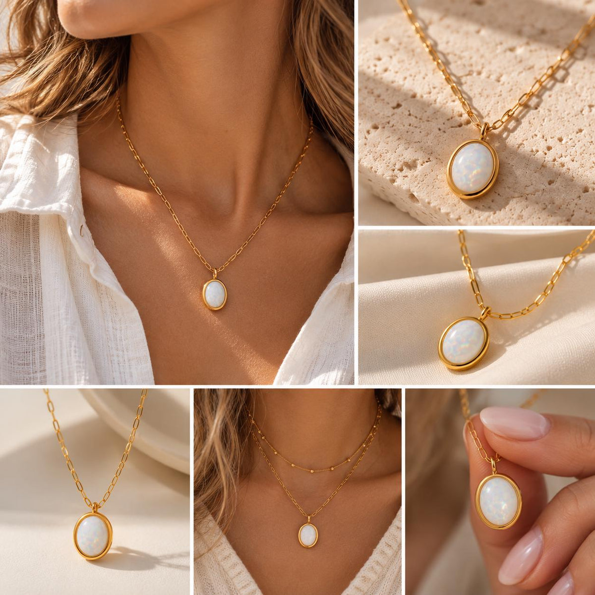White Opal Necklace, October Birthstone Jewellery, New Beginnings Pendant