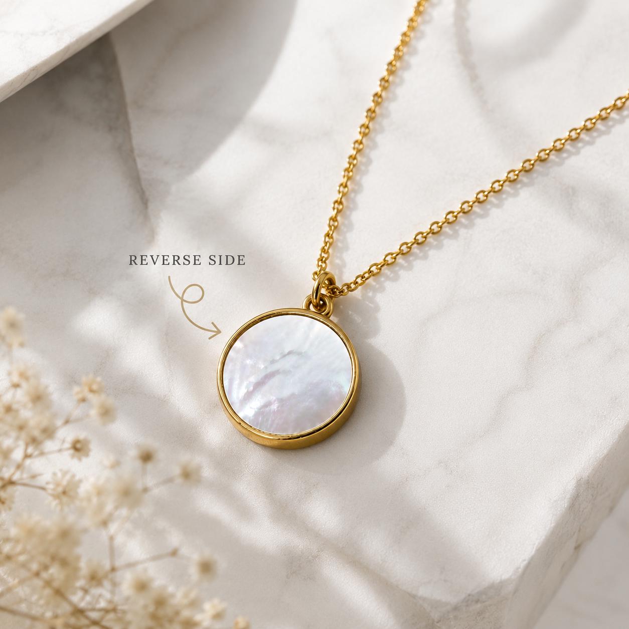 Gold Moon and Star Necklace - Pearlescent Celestial Pendant Birthday Gift for Her