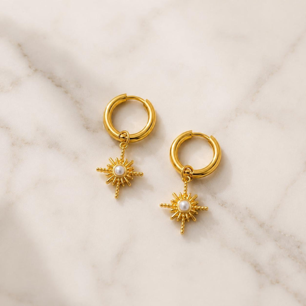 Gold Heart Huggie Earrings with CZ Centre - Waterproof Huggie Earrings