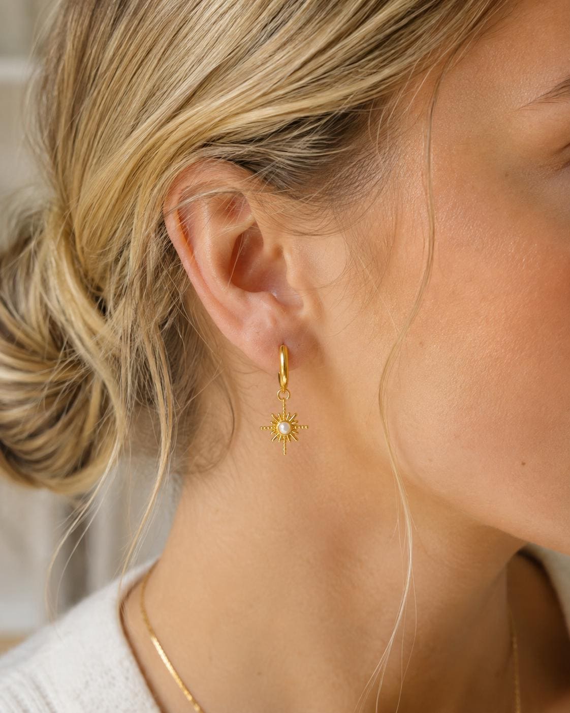 Gold Heart Huggie Earrings with CZ Centre - Waterproof Huggie Earrings