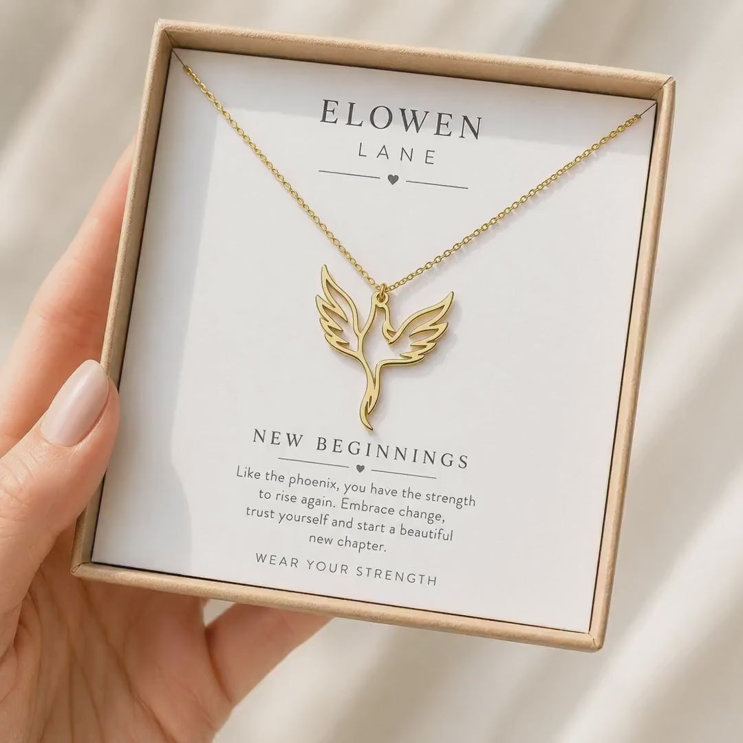 Gold Phoenix Necklace, Flying Phoenix Pendant, Symbolic Jewellery, Rebirth and Strength Necklace, New Beginnings Gift